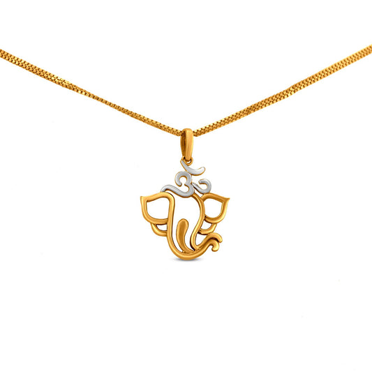Om And Lord Ganesh Signet Locket In 22K Gold With Rhodium