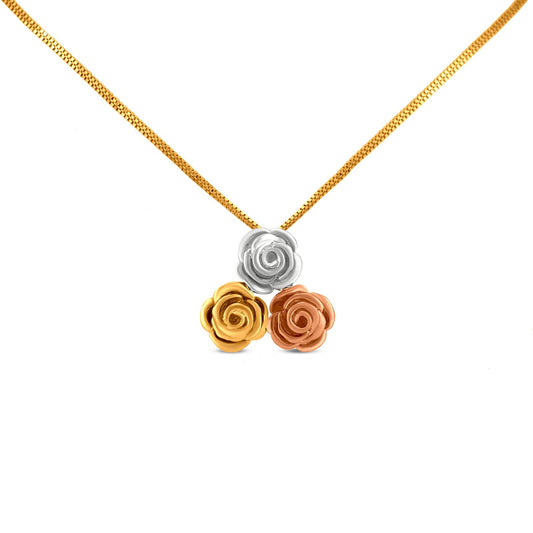 Three Tone Rose Locket In 18K Gold