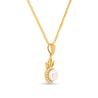 Muktavali: 22K Yellow Gold Pearl Halo Round Pendant