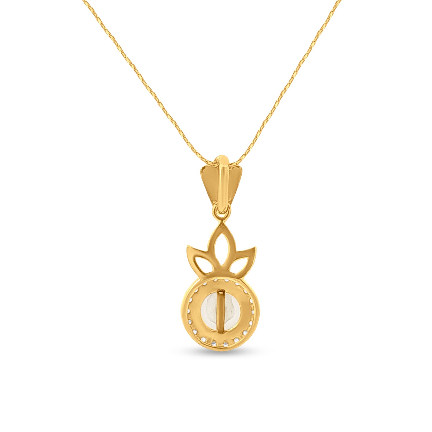 Muktavali: 22K Yellow Gold Pearl Halo Round Pendant