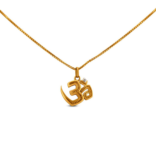 Om Signet Locket In 22K Gold With Rhodium