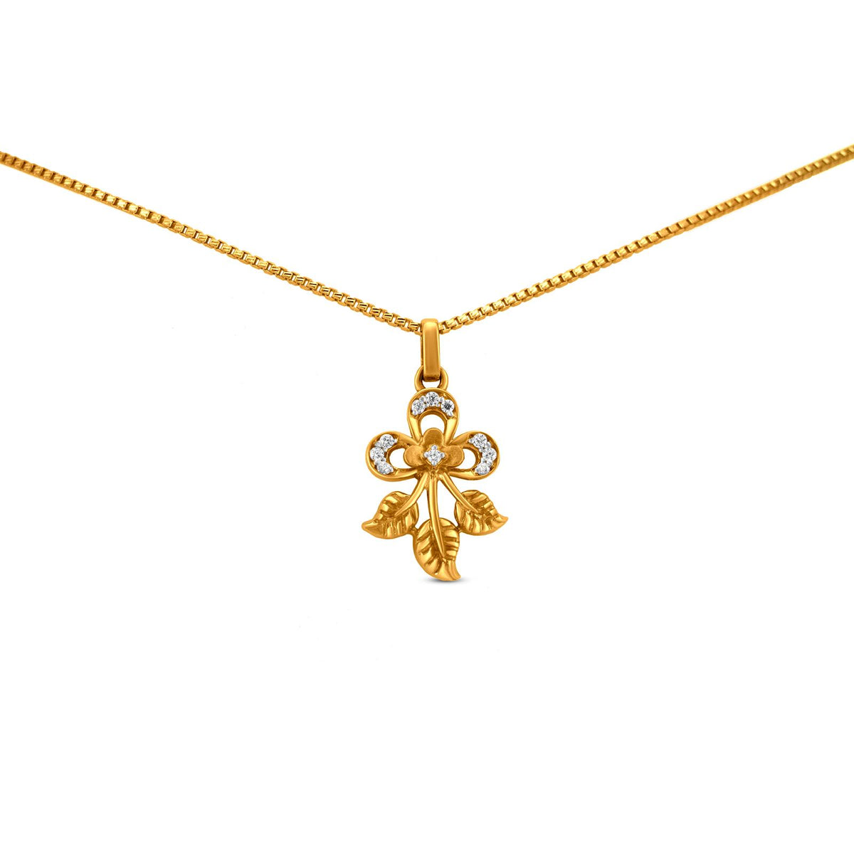 Flower And Leaf Locket In 22K Gold