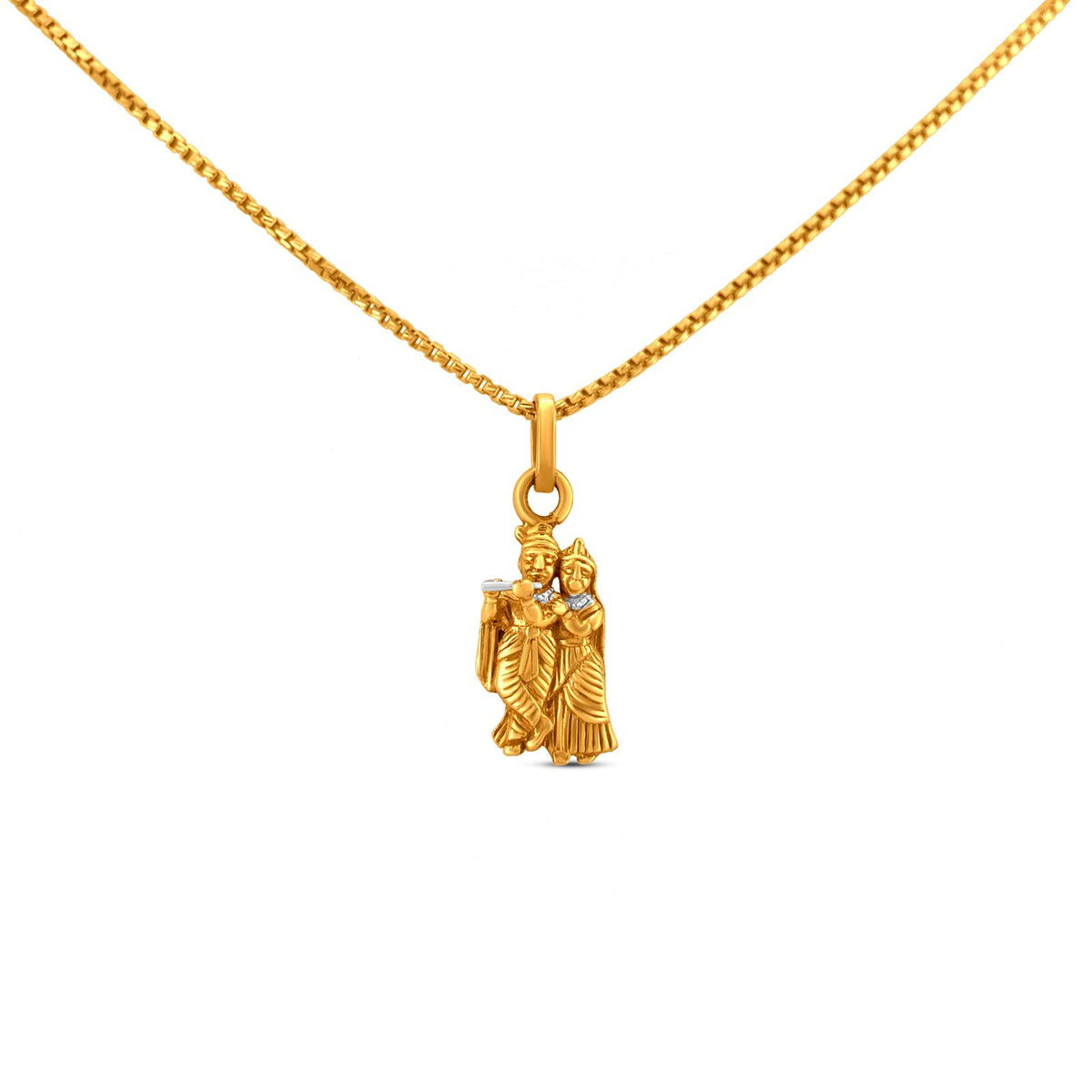 Radha Krishna Locket In 22K Gold With Rhodium