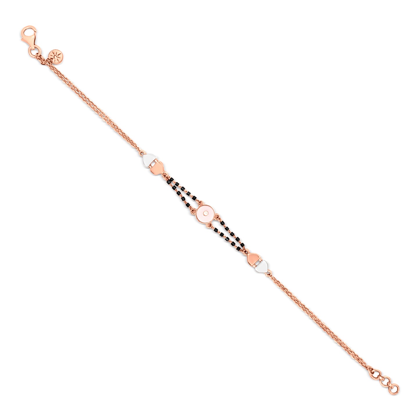 Rosys Affection: 18k Rose Gold Black Moti Bracelet