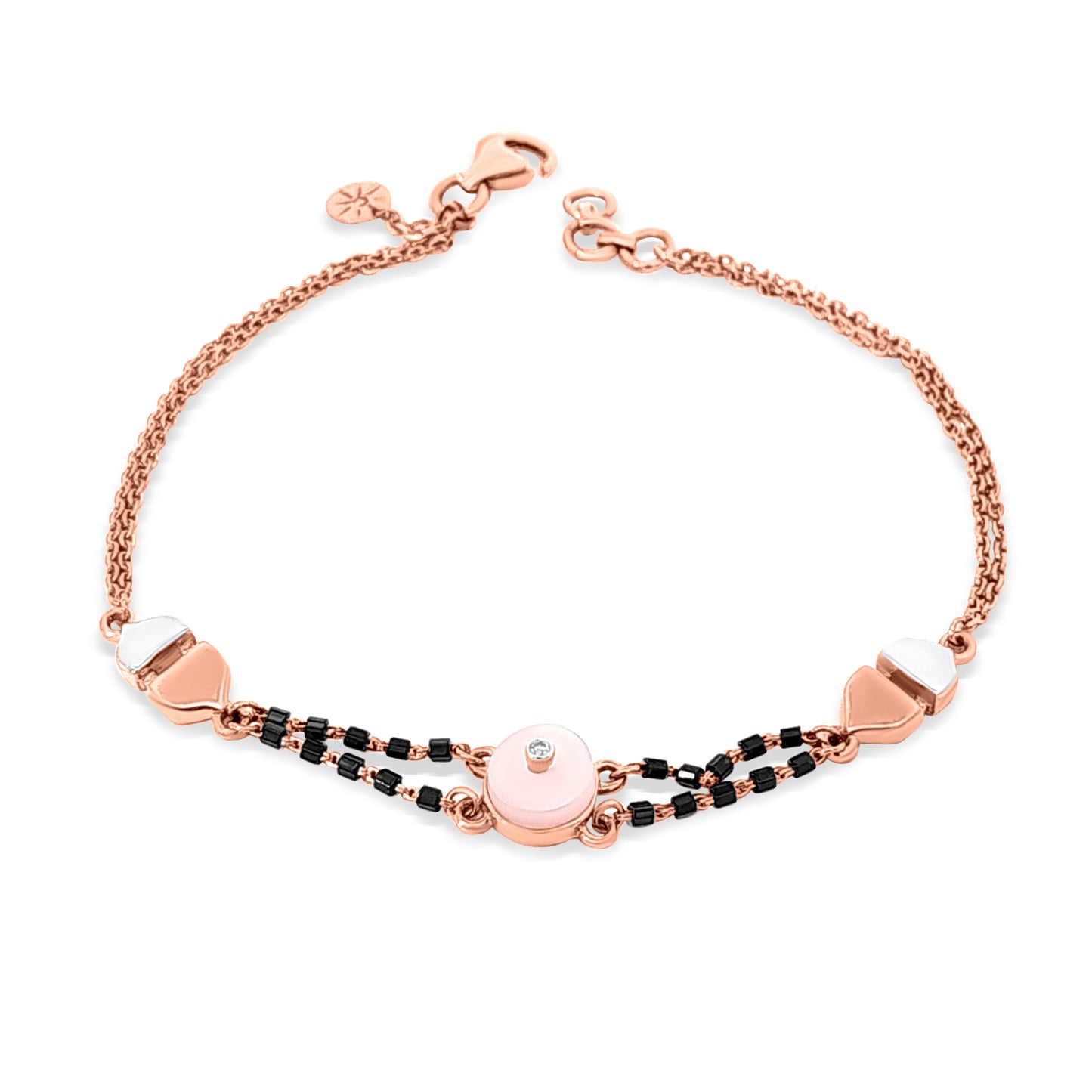 Rosys Affection: 18k Rose Gold Black Moti Bracelet
