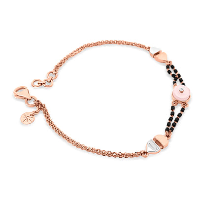 Rosys Affection: 18k Rose Gold Black Moti Bracelet