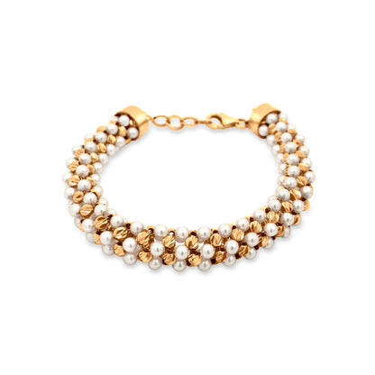 18k Yellow Gold Prismatic Shell Pearl Bracelet - Perfect for Weddings and Special Occasions