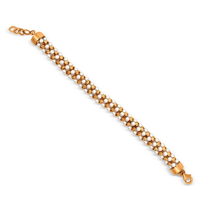18k Yellow Gold Prismatic Shell Pearl Bracelet - Perfect for Weddings and Special Occasions