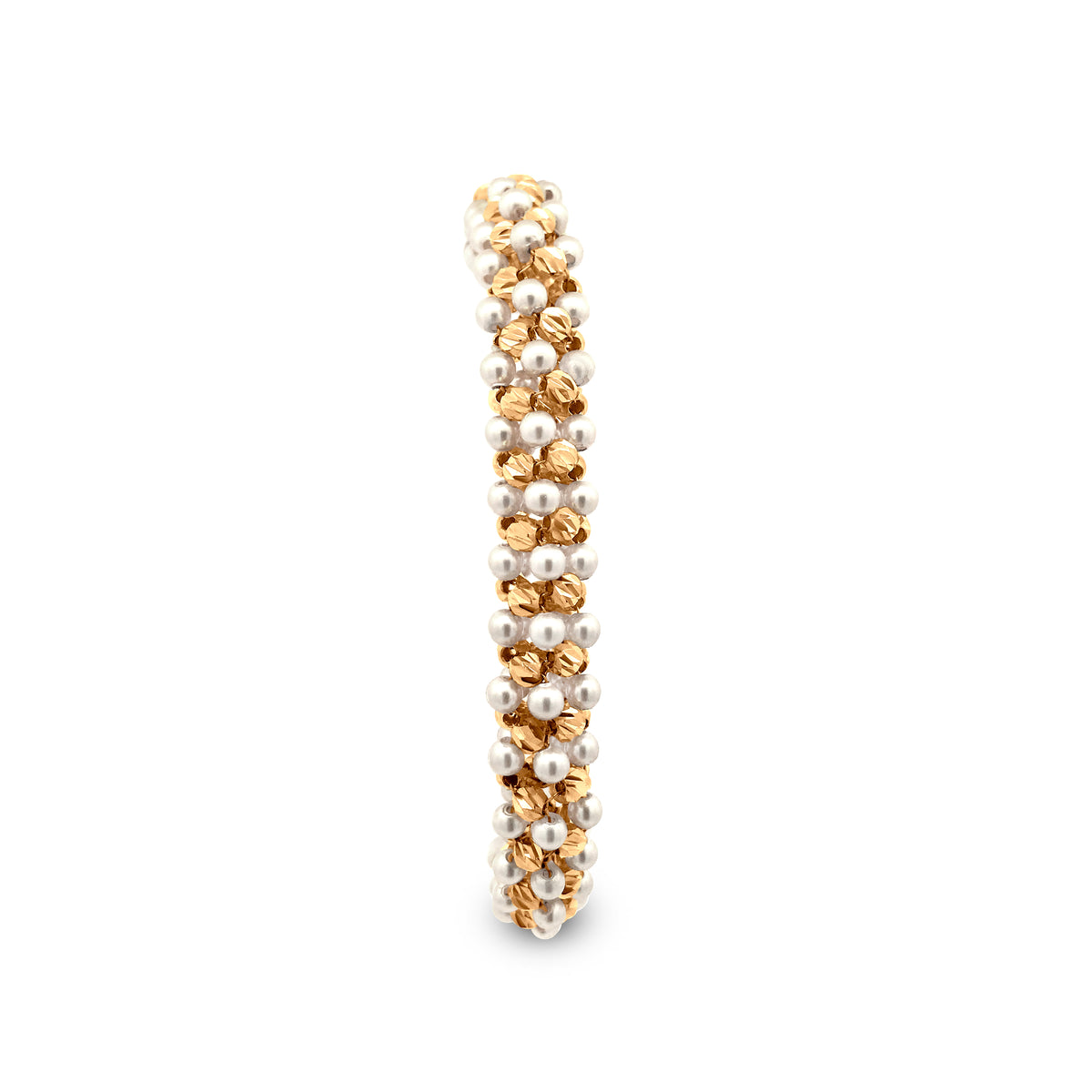 18k Yellow Gold Prismatic Shell Pearl Bracelet - Perfect for Weddings and Special Occasions