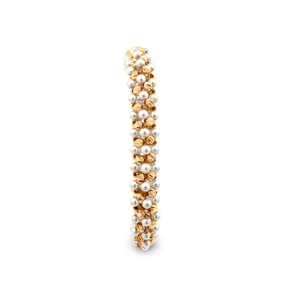18k Yellow Gold Prismatic Shell Pearl Bracelet - Perfect for Weddings and Special Occasions