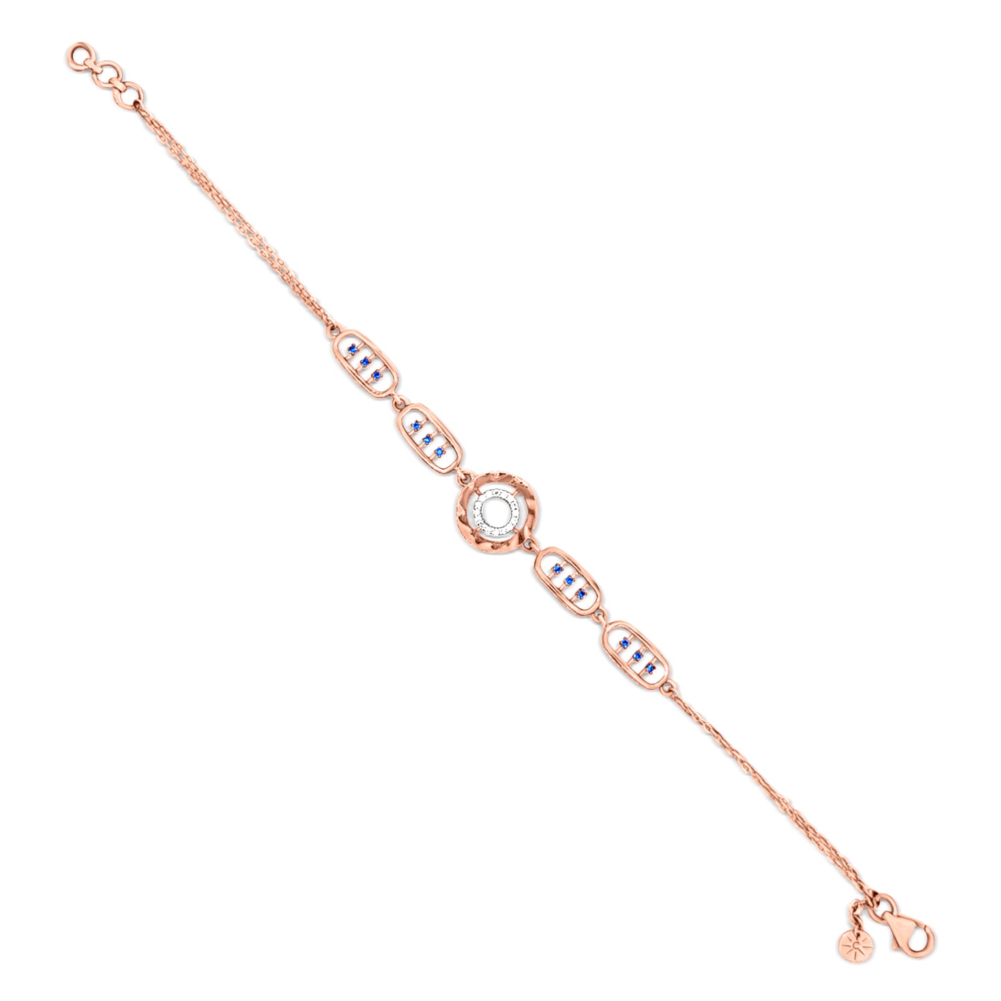 Sanskriti: 18K Rose Gold Blue Stone Chain Bracelet