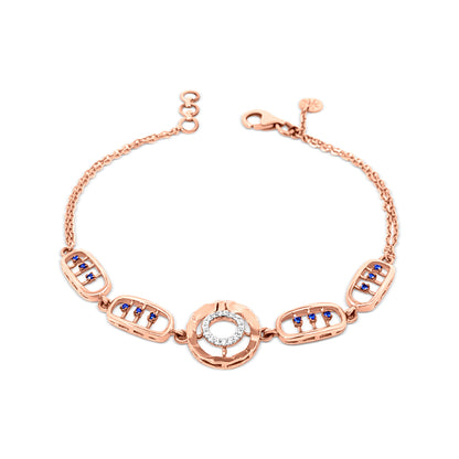 Sanskriti: 18K Rose Gold Blue Stone Chain Bracelet