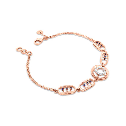 Sanskriti: 18K Rose Gold Blue Stone Chain Bracelet