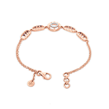 Sanskriti: 18K Rose Gold Blue Stone Chain Bracelet