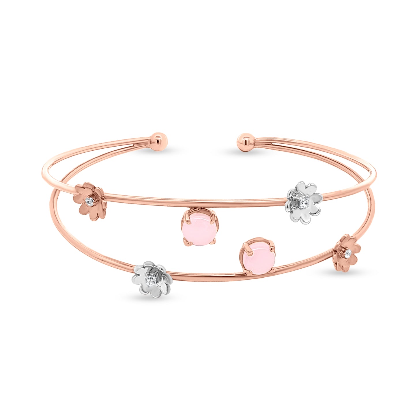 Anaya 18K Rose Gold Floral Cuff Bangle