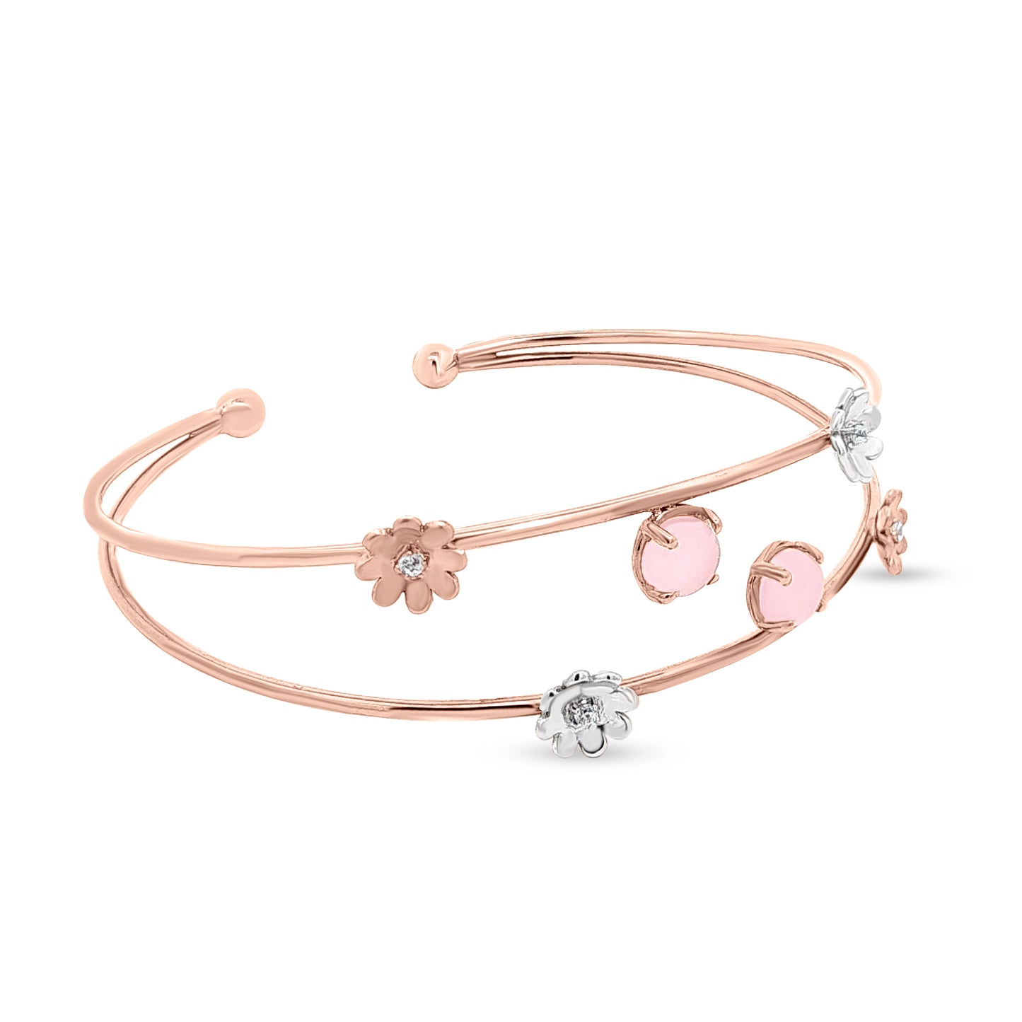 Anaya 18K Rose Gold Floral Cuff Bangle