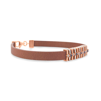 Manikya: 18k Rose Gold Leather Bracelet For Women