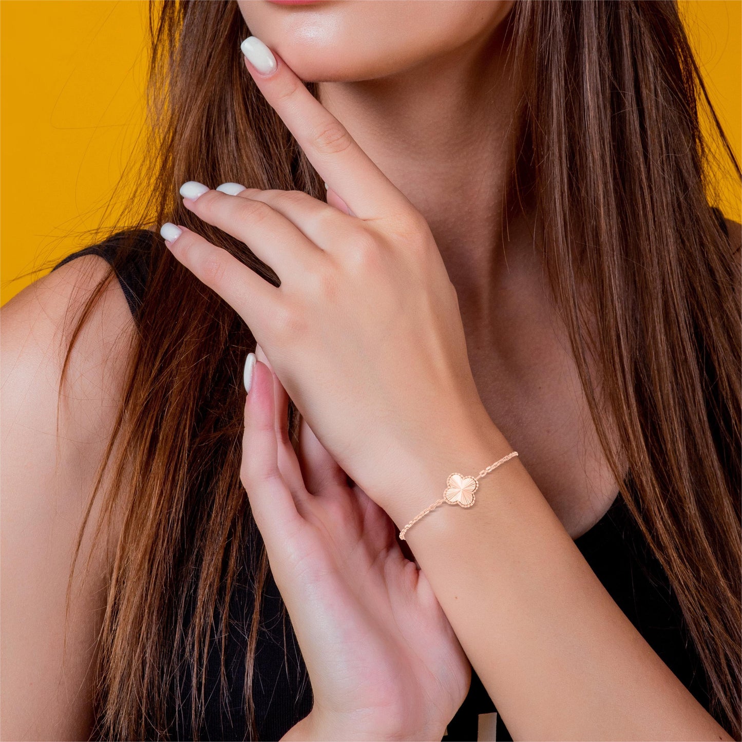 18k Rose Gold Clover Leaf Bracelet For Women