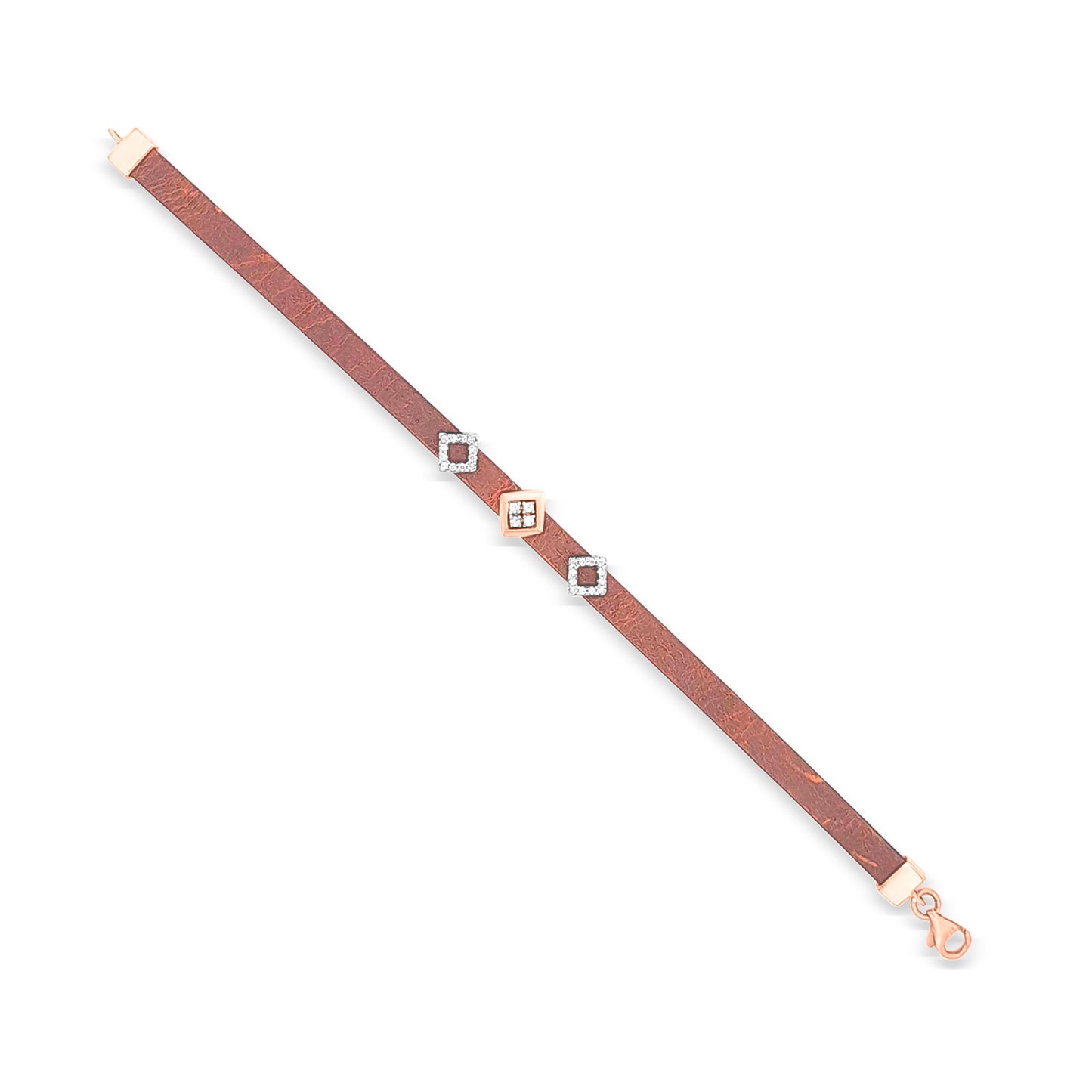 Indumukhi : 18k Rose Gold Leather Bracelet For Ladies