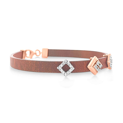 Indumukhi : 18k Rose Gold Leather Bracelet For Ladies