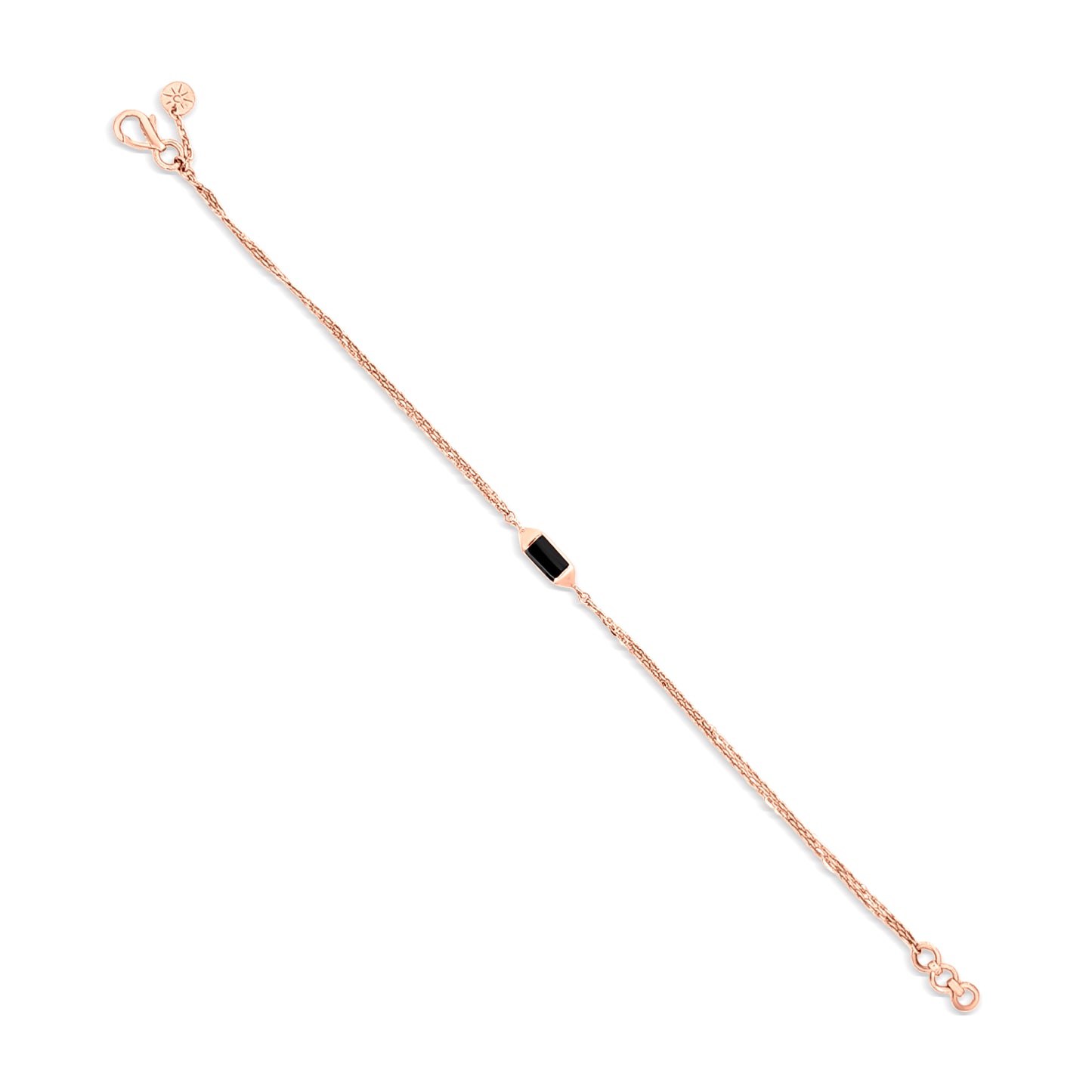 Eclipsed Elegance: 18K Rose Gold Black Enamel Chain Bracelet
