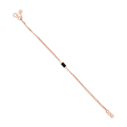 Eclipsed Elegance: 18K Rose Gold Black Enamel Chain Bracelet