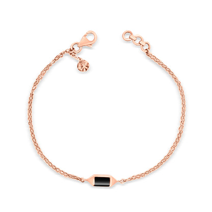 Eclipsed Elegance: 18K Rose Gold Black Enamel Chain Bracelet