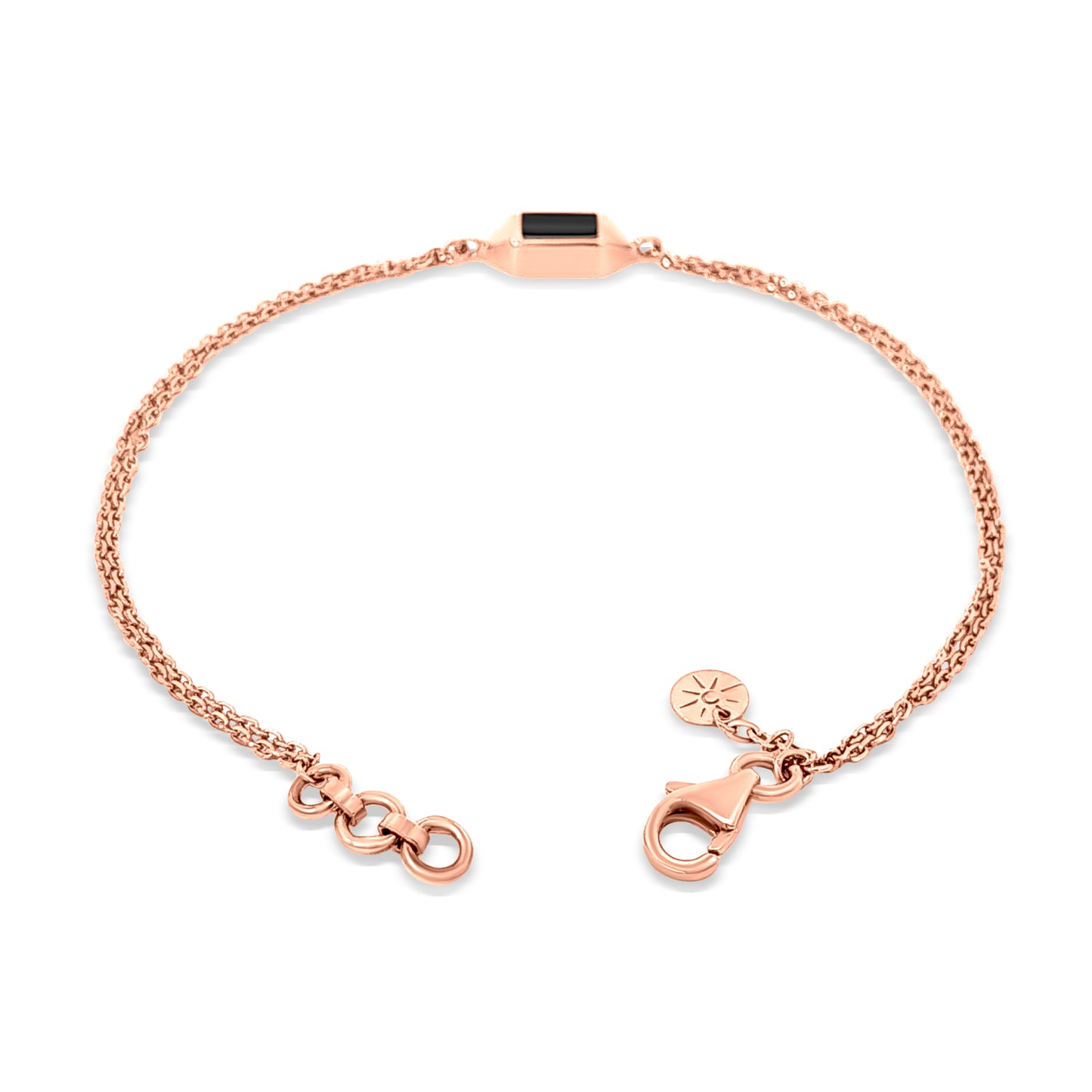 Eclipsed Elegance: 18K Rose Gold Black Enamel Chain Bracelet