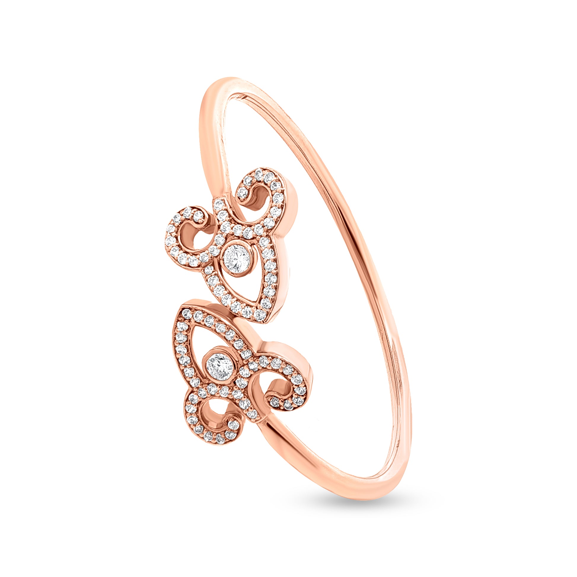 18K Rose Gold Diamond Cuff Bangle