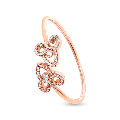 18K Rose Gold Diamond Cuff Bangle