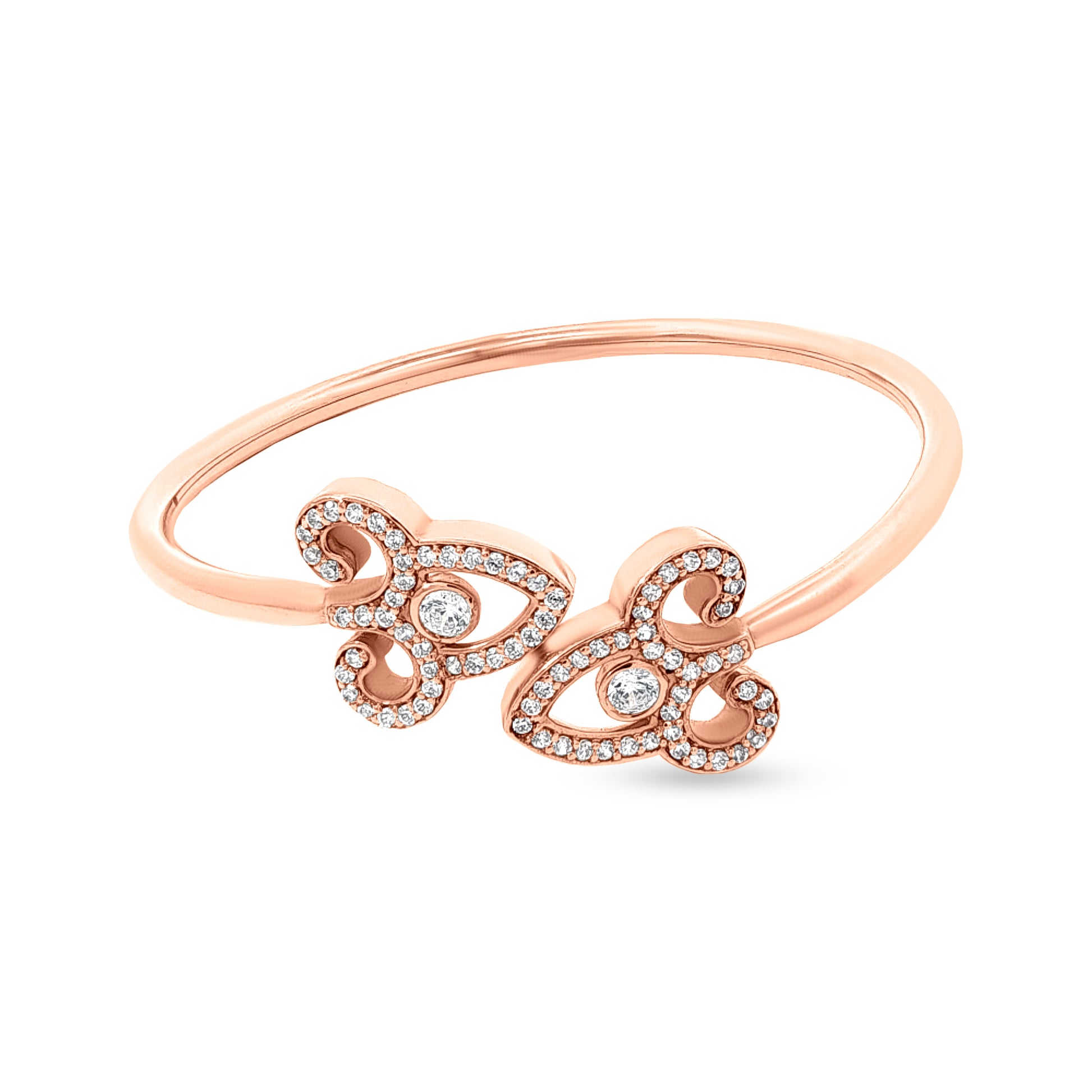 18K Rose Gold Diamond Cuff Bangle