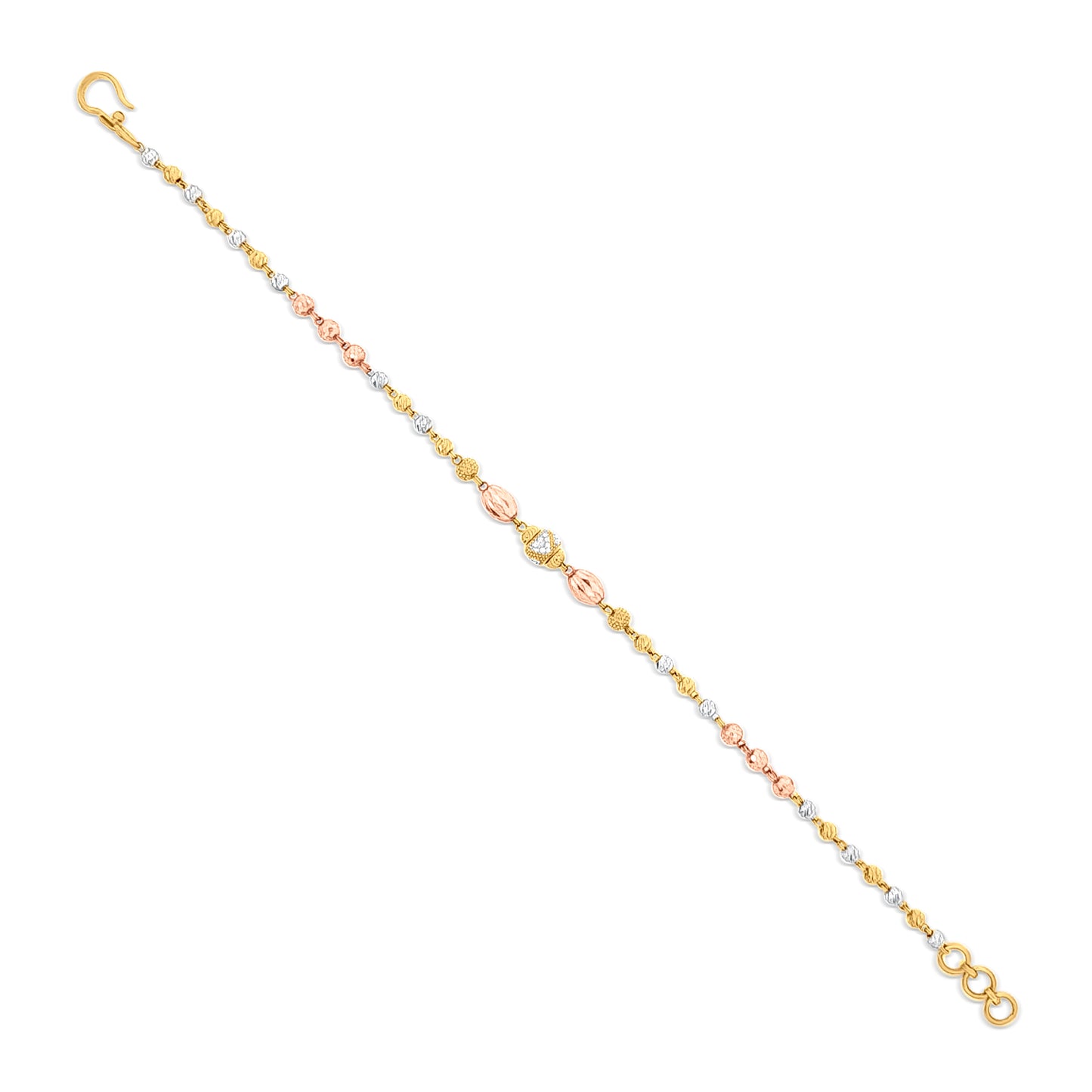 Golden Love Symphony: 22k Yellow and Rose Gold Beads Bracelet