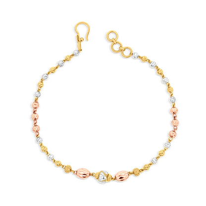 Golden Love Symphony: 22k Yellow and Rose Gold Beads Bracelet