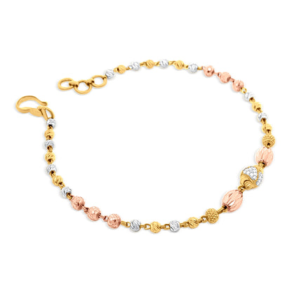 Golden Love Symphony: 22k Yellow and Rose Gold Beads Bracelet