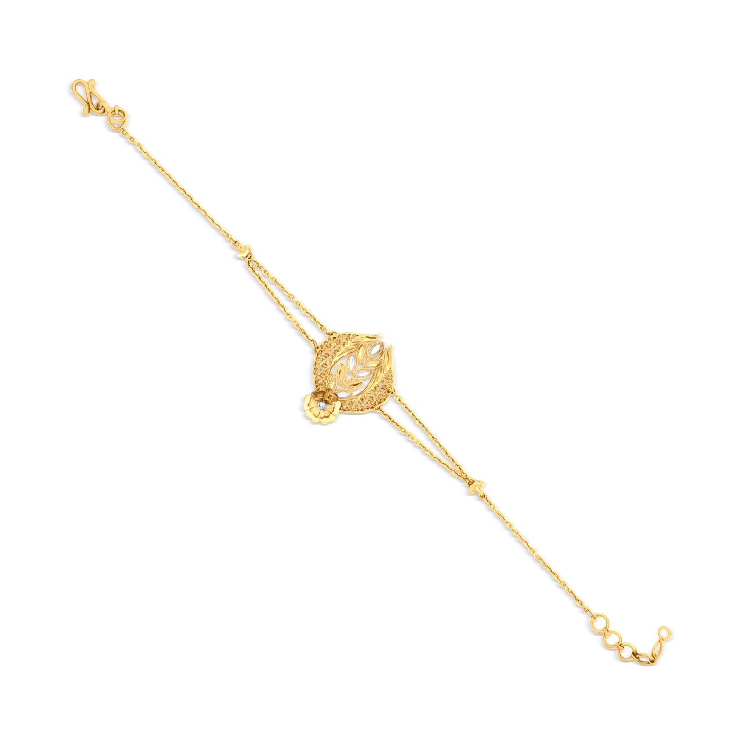 Aanyas Radiance: 22k Yellow Gold Double String Chain Bracelet