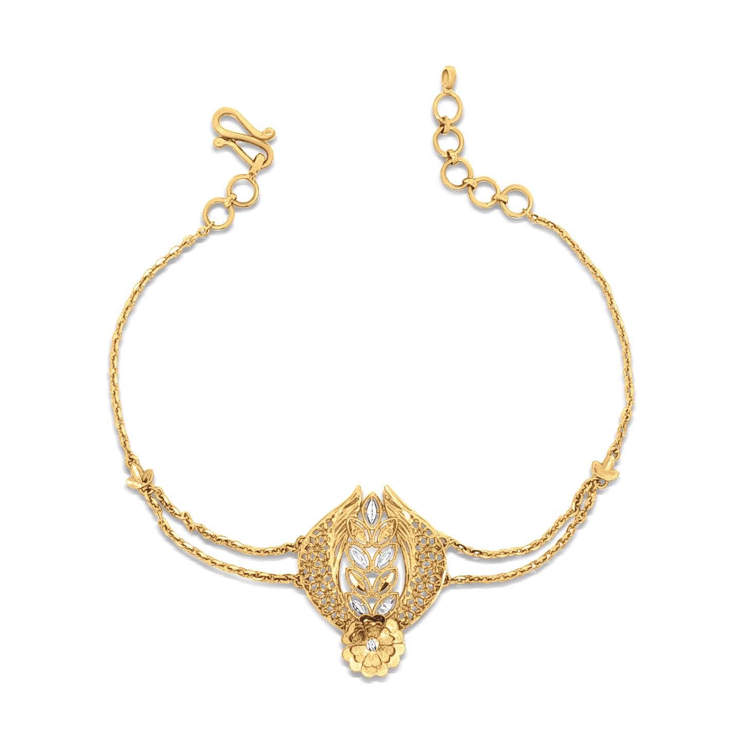 Aanyas Radiance: 22k Yellow Gold Double String Chain Bracelet