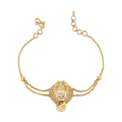 Aanyas Radiance: 22k Yellow Gold Double String Chain Bracelet