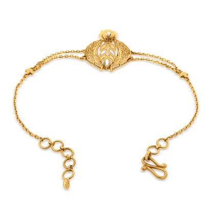 Aanyas Radiance: 22k Yellow Gold Double String Chain Bracelet