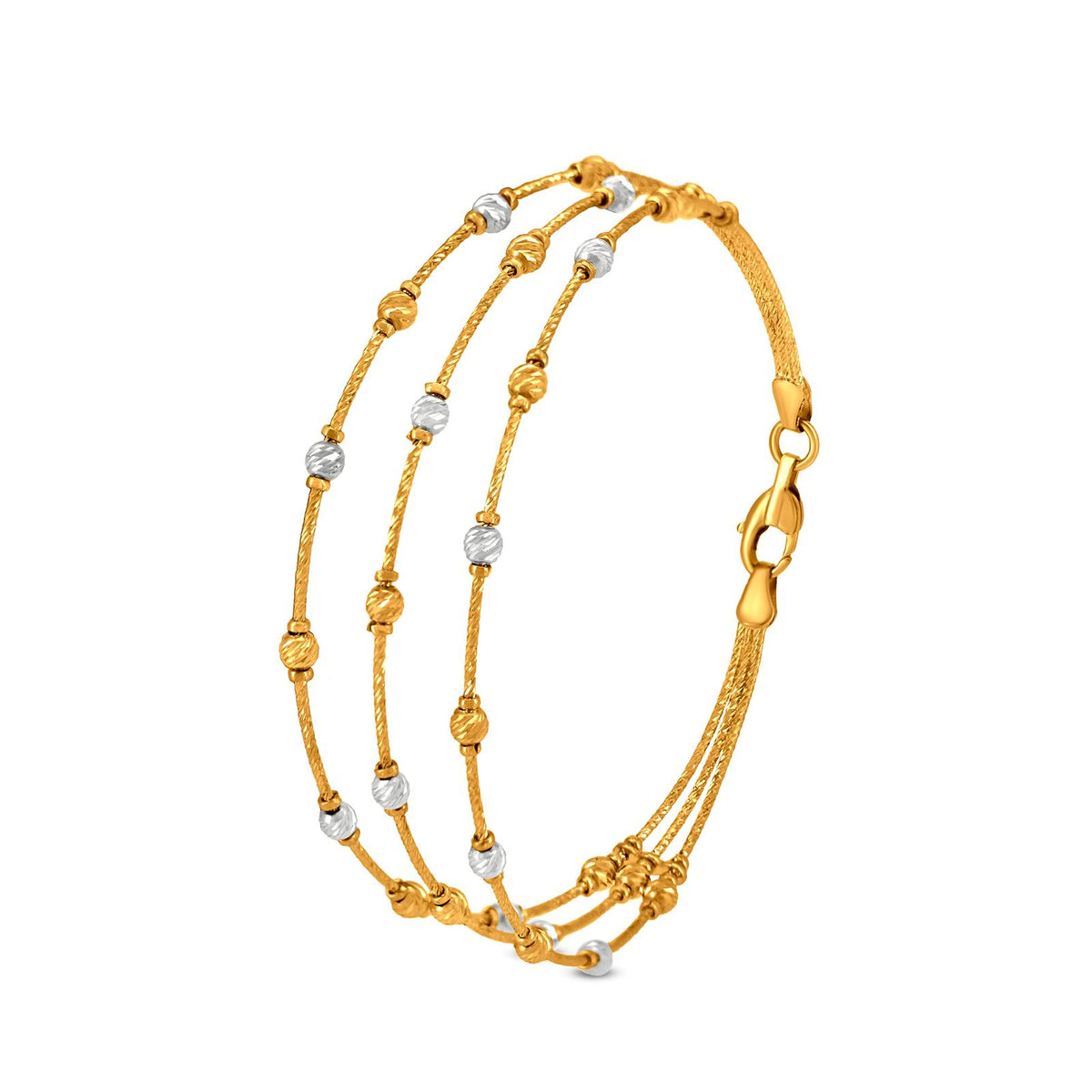 Textured Beads Bracelet In 22K Gold