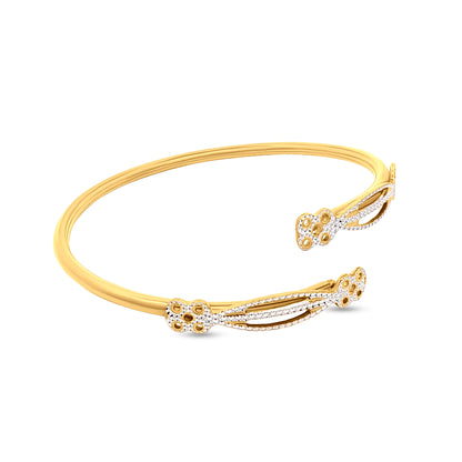22K Gold Designer Cuff Bangle with Partly Rhodium