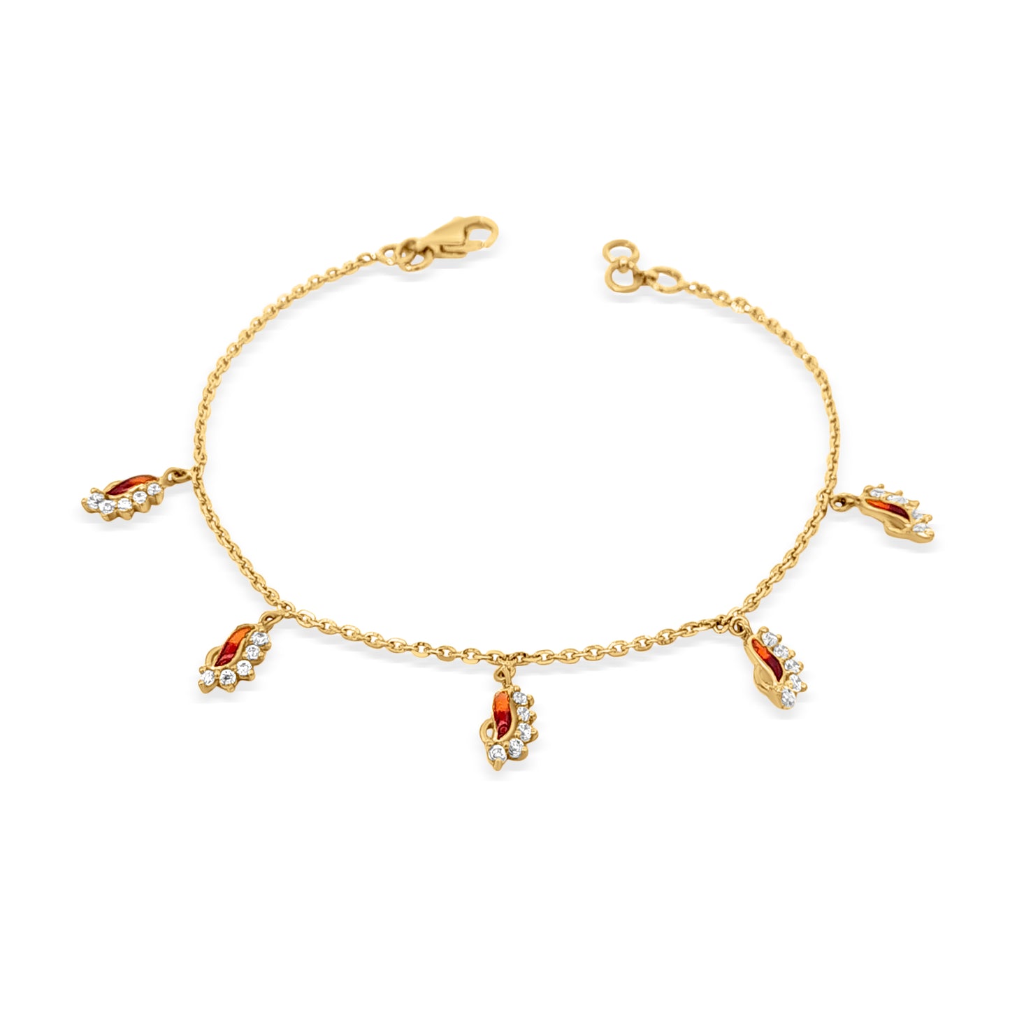Viviana 22k Yellow Gold Charm and Chain Bracelet