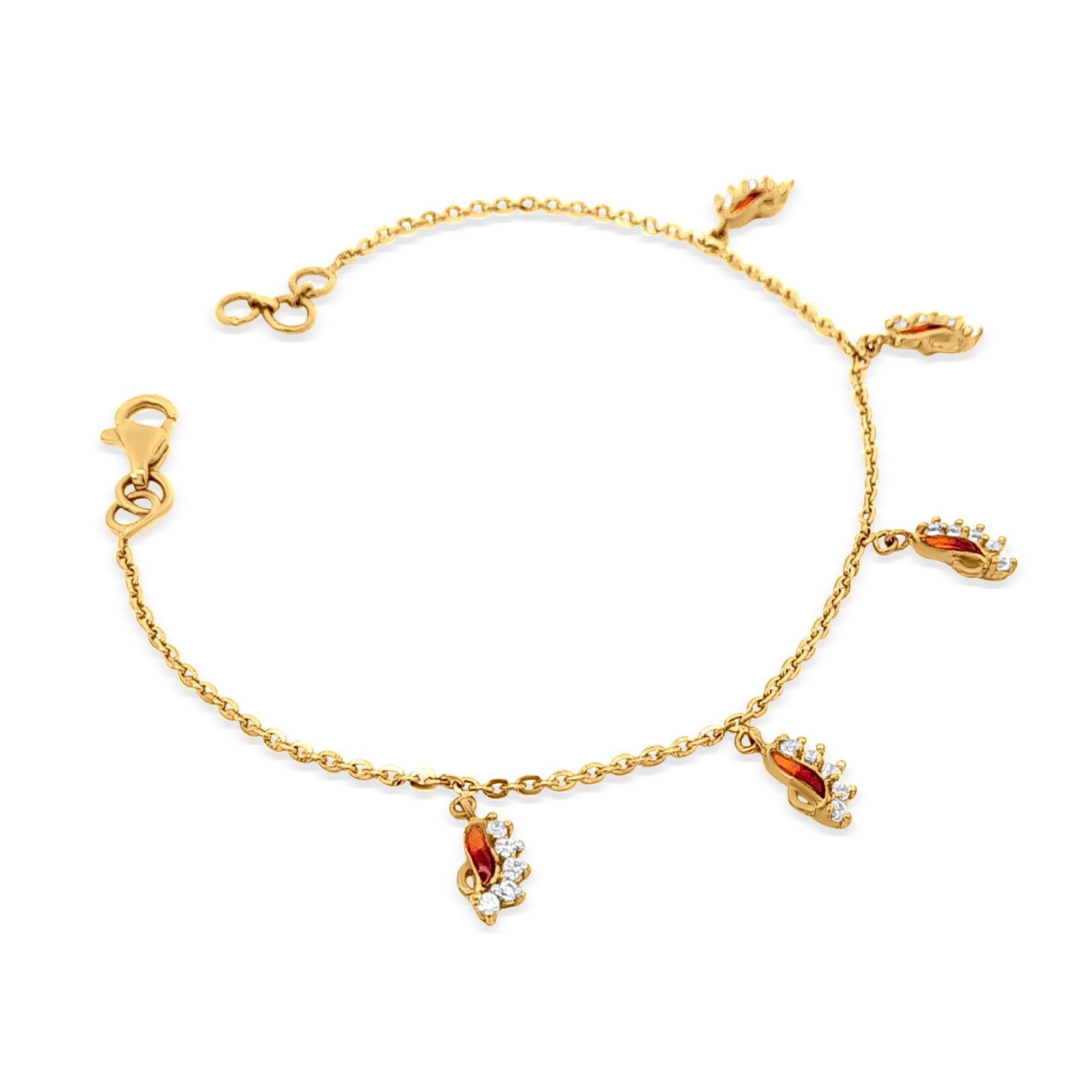 Viviana 22k Yellow Gold Charm and Chain Bracelet