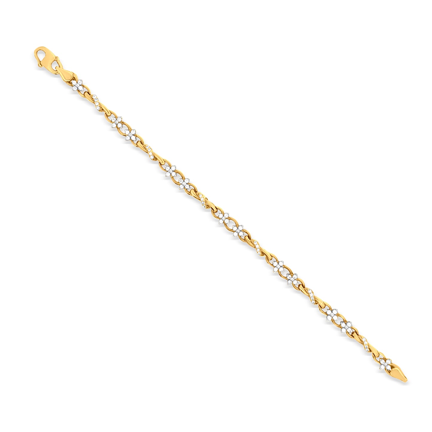 Zaras Blooming Elegance: 22k Yellow Gold Floral Chain Bracelet