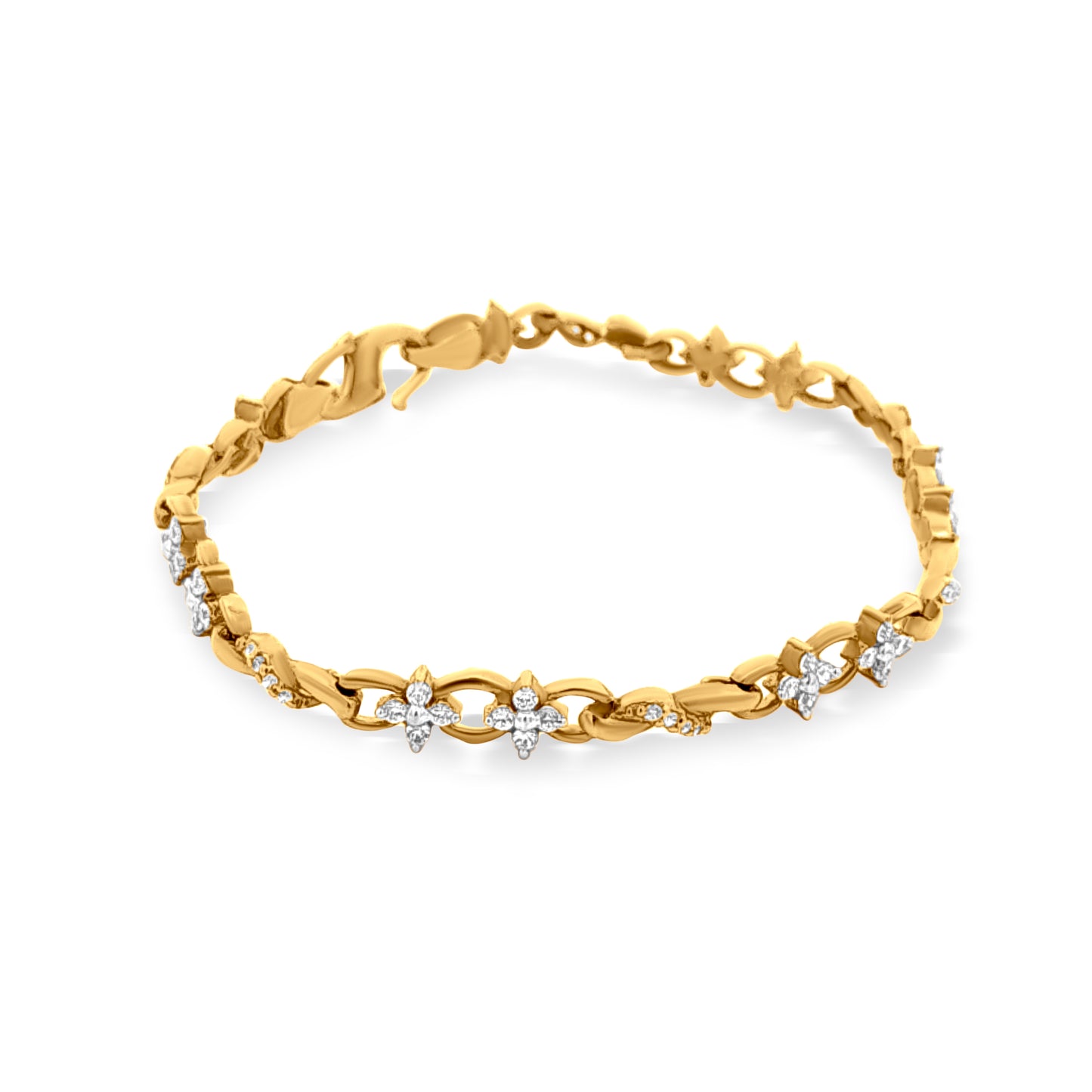 Zaras Blooming Elegance: 22k Yellow Gold Floral Chain Bracelet