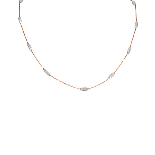 Italian Beaded Chain In 18K Gold With Rhodium