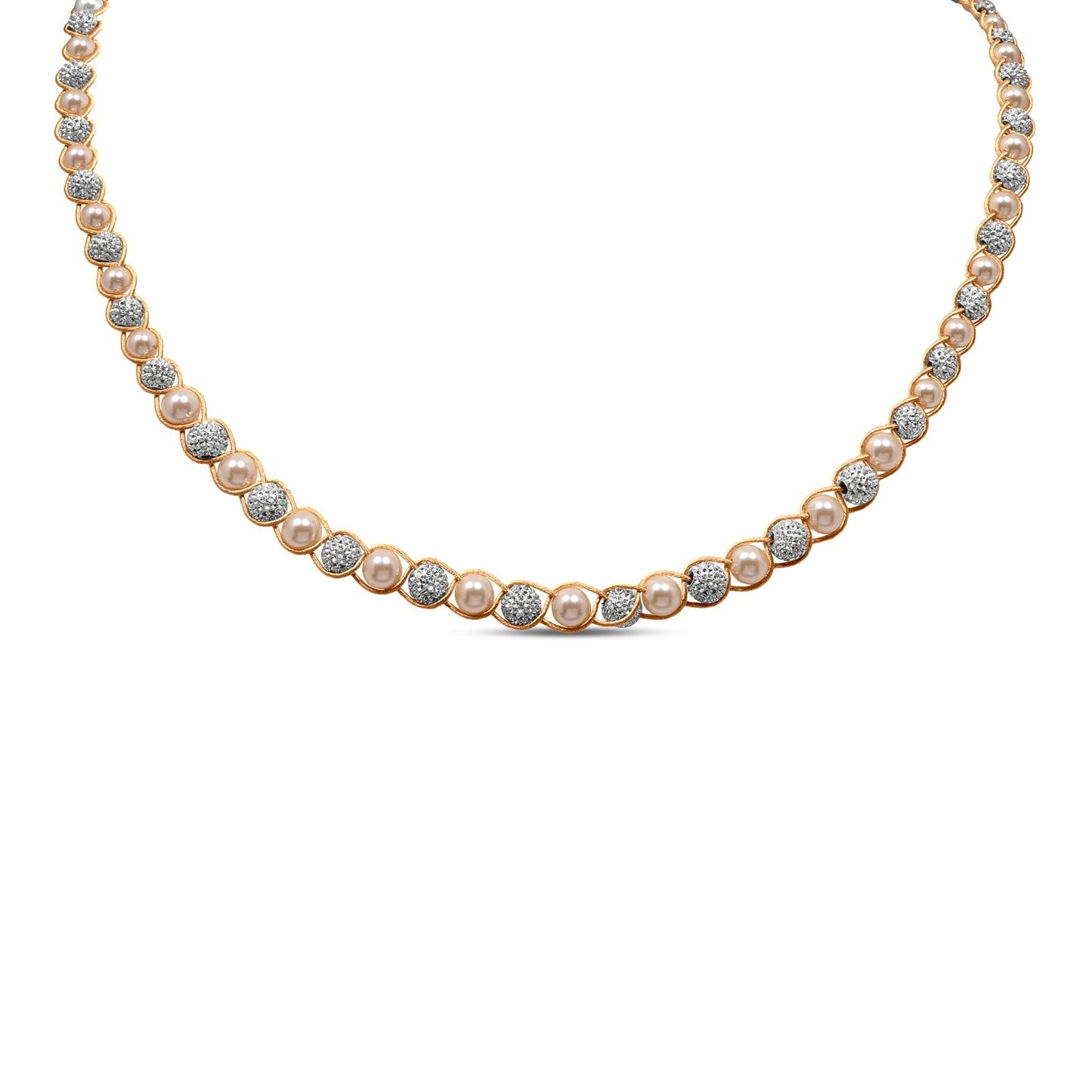Pearl Station Chain In 18K White And Yellow Gold