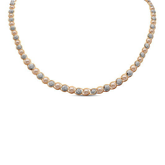 Pearl Station Chain In 18K White And Yellow Gold