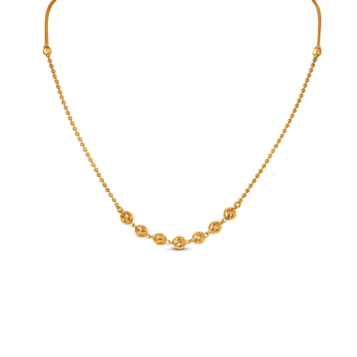 Textured Bead Chain In 22K Gold