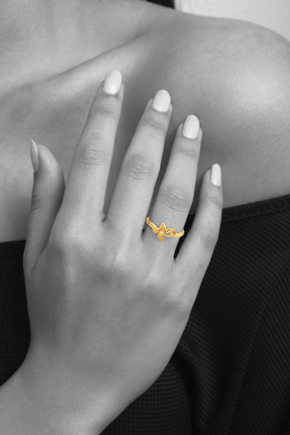 Veda 22k Yellow Gold Floral Ring for Women/Girls
