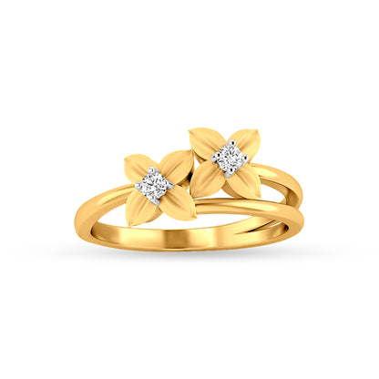 Kusumavali: 22K Yellow Gold Elegant Bypass Floral Ring